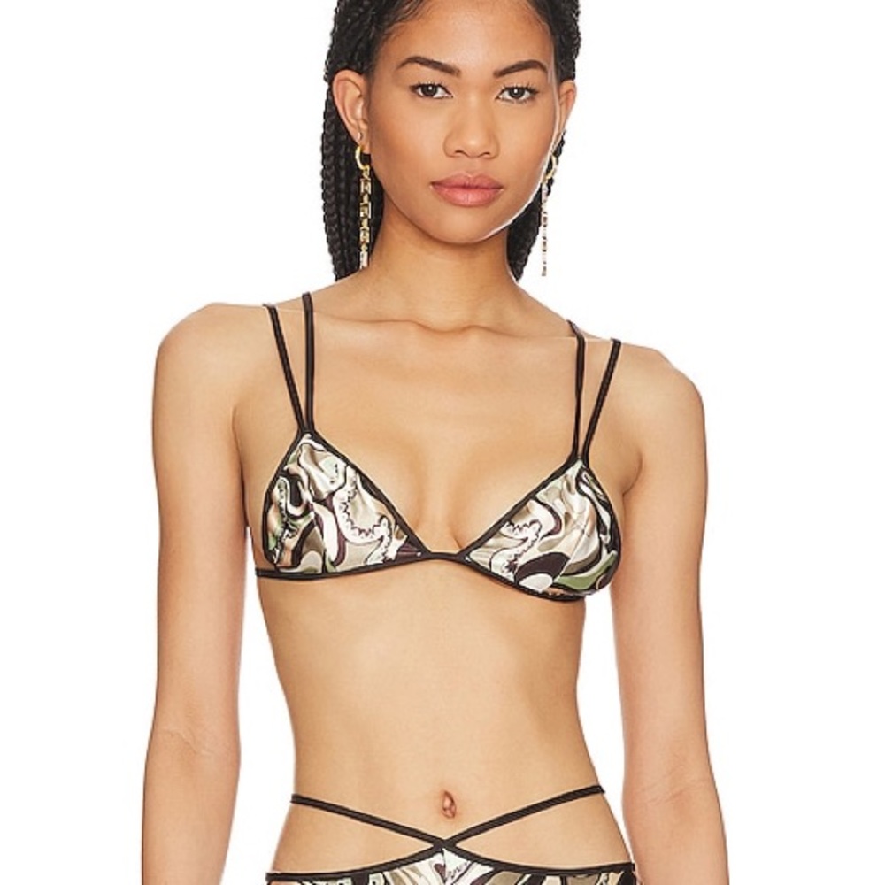 Camila Coelho Trina Bralette in Brown Waves XS